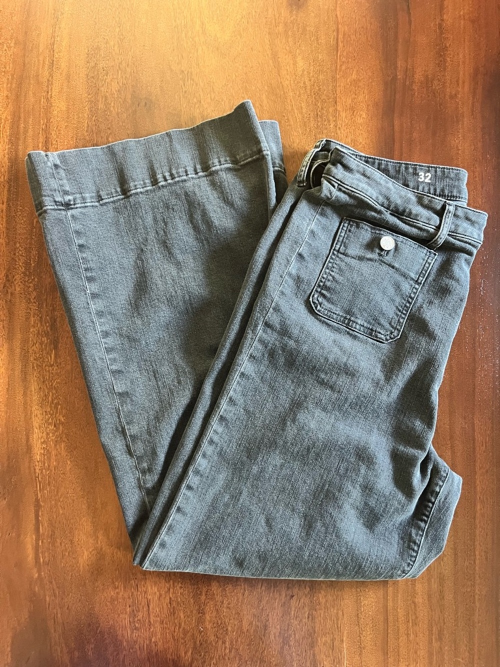 J. Crew High Rise Black Denim Sailor Trousers in 1996 Semi-Stretch - Size 32